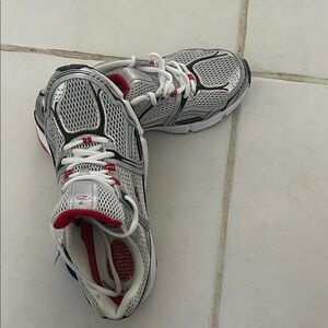 Dr. Scholl's Mesh Sneakers - Gray, Red, and White